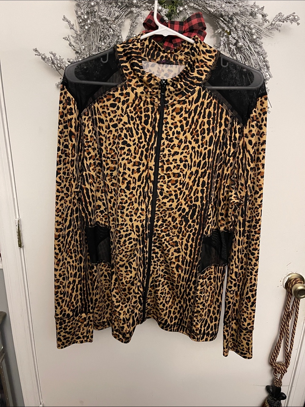 Leopard Print Zip-Front Jacket - Brown/Black